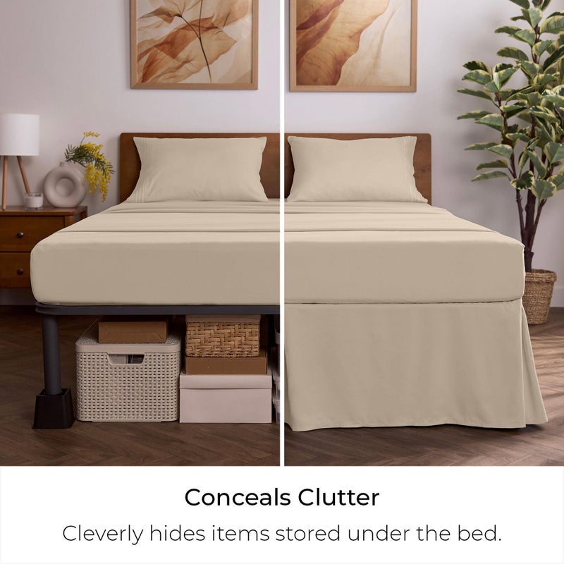 Mellanni Bed Skirt Full Size - Bed Skirting - 15-Inch Tailored Drop Pleated Dust Ruffle - Hotel Luxury Bedding - Wrinkle, Fade, Stain Resistant - 1 Bedskirt (Full, Beige) - Image 3